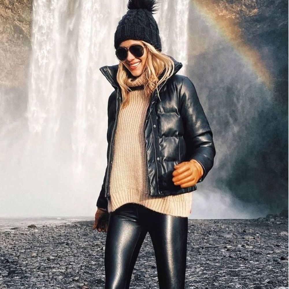 Faux leather puffer jacket - Picture 2 of 3